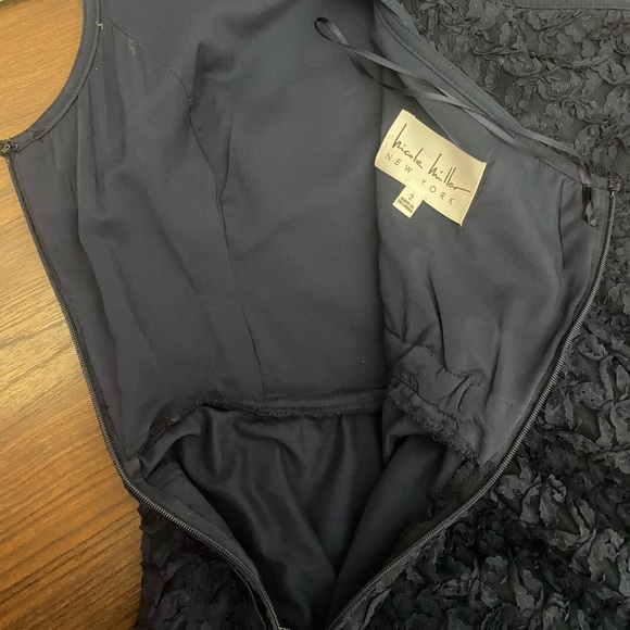 *USED Nicole Hiller Navy Dress patterned midi dress SIZE 2 - Picture 6 of 6